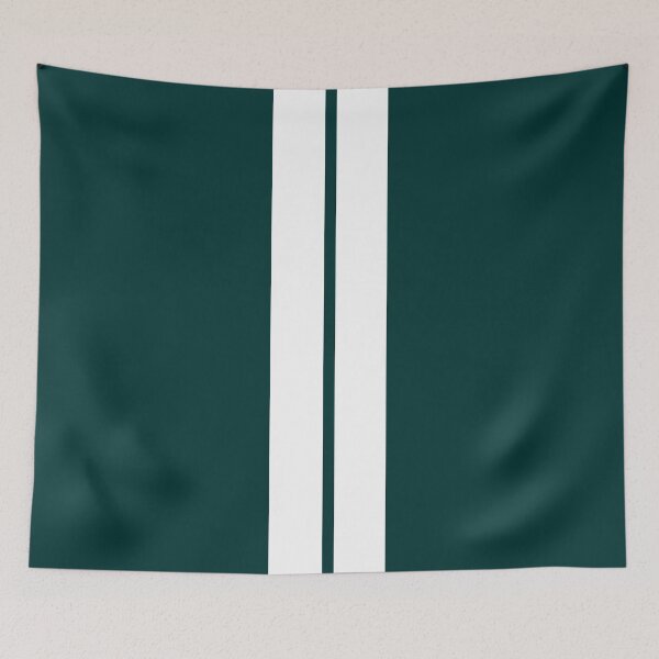 Item preview, Dual Racing Stripes White - Small Gap (Dark Teal Background) designed and sold by Racing Stripes Only.