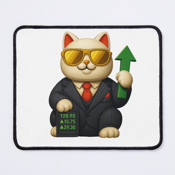 Aperçu de l'œuvre Chat porte-bonheur « Stonks » par Joey | Série « Investment Fortune Booster » créée et vendue par Lucky Cat By Joey.