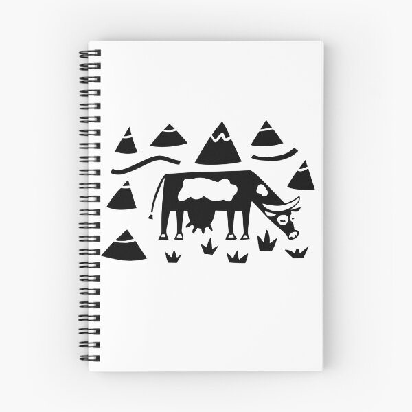 Item preview, Black And White Cow With Mountains And Nature Travel Logo designed and sold by DuckAndDuckPrints.
