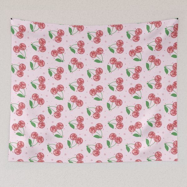 Item preview, Disco Ball Cherries – Kawaii Party Fruit Pattern designed and sold by smeraldosecrets.