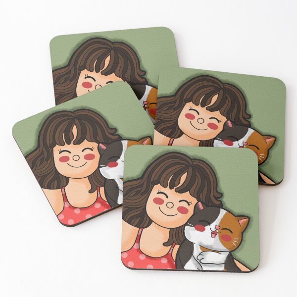 Item preview, Cute Cartoon Girl and Cat Relaxing Together – Cozy Day Illustration designed and sold by PangmulCartoon.
