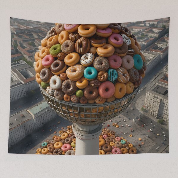Item preview, Berlin TV Tower Donut Explosion – Hyper-Realistic Cityscape designed and sold by DuttyLion.