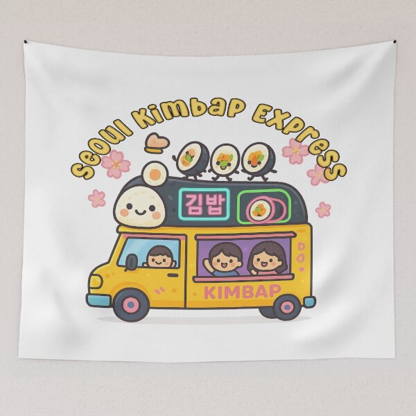 Item preview, Kawaii Seoul Kimbap Food Truck – Cute Street Food Vehicle Design designed and sold by Globalcitytees.