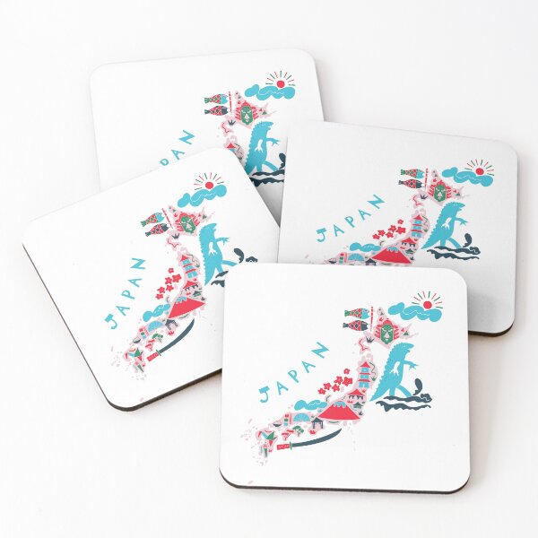 Item preview, Colorful Japan Map With Iconic Travel Landmarks  designed and sold by DuckAndDuckPrints.