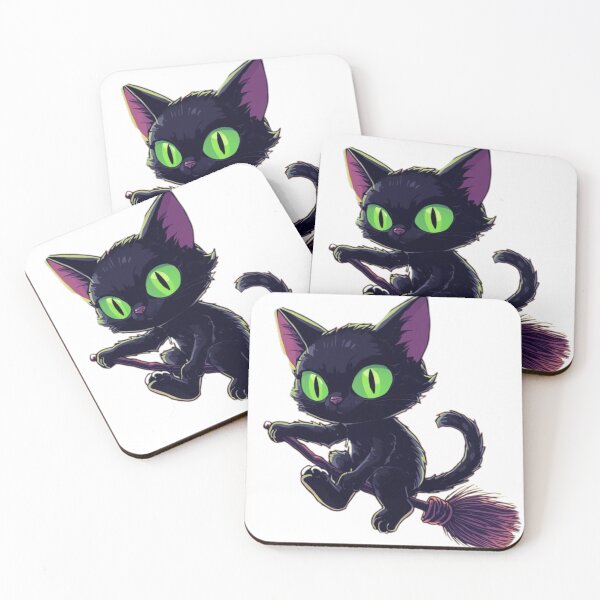 Item preview, “Purrfectly Wicked Rides!” ?✨ Cute Black Cat Riding Witch Broom – Halloween Magic Illustration designed and sold by Rebel Fusion.