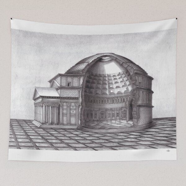 Item preview, Pantheon Rome Cutaway – Detailed Pencil Drawing of Classical Roman Architecture designed and sold by 5 AM On Paper.