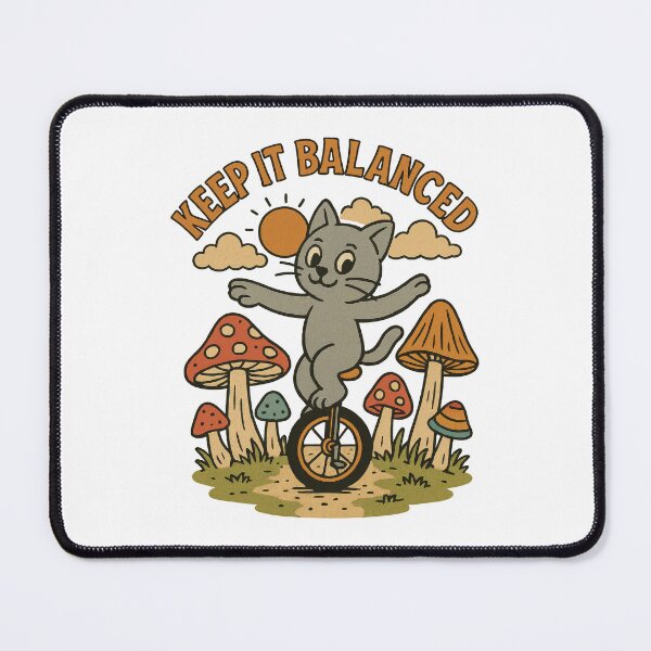Item preview, Keep It Balanced – Cute Cat on Unicycle in Mushroom Forest designed and sold by inkoutninja.