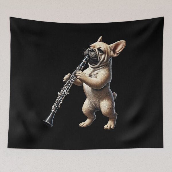 Item preview, French Bulldog Playing Oboe Player Dog Lover designed and sold by Kimberley King Art  King Art.