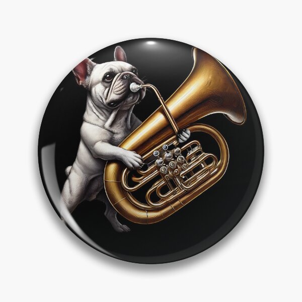 Artikelvorschau, Französische Bulldogge spielt Tuba-Spieler Hundeliebhaber entworfen und verkauft von Kimberley King Art  King Art.