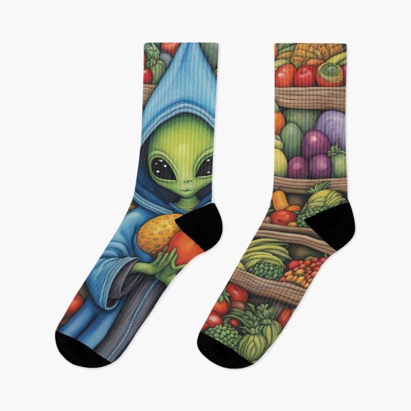 Item preview, Alien as a Market trader wearing a hoodie selling exotic fruit and veg from a market stall designed and sold by Colin Bentham.
