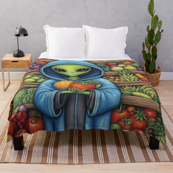 Item preview, Alien as a Market trader wearing a hoodie selling exotic fruit and veg from a market stall designed and sold by Colin Bentham.