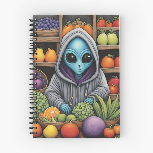 Item preview, Alien as a Market trader wearing a hoodie selling exotic fruit and veg from a market stall designed and sold by Colin Bentham.