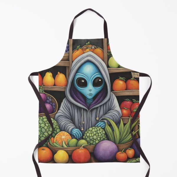 Item preview, Alien as a Market trader wearing a hoodie selling exotic fruit and veg from a market stall designed and sold by Colin Bentham.