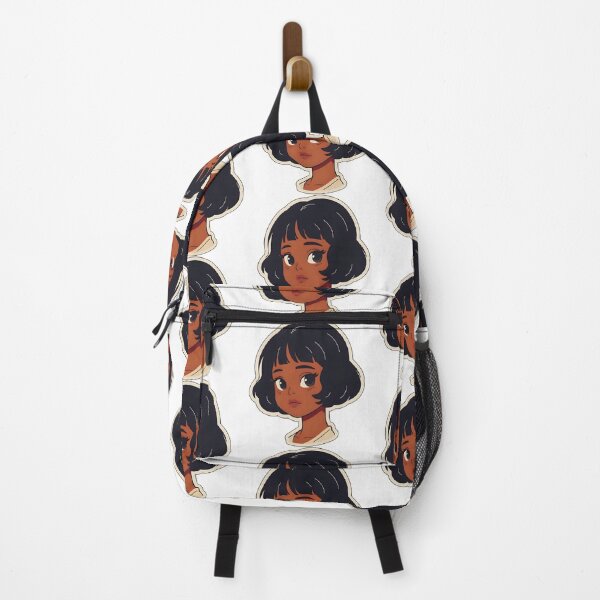 Item preview, Vintage Glow – Classic Black Anime Girl with Bob & Bangs designed and sold by OsasChild.