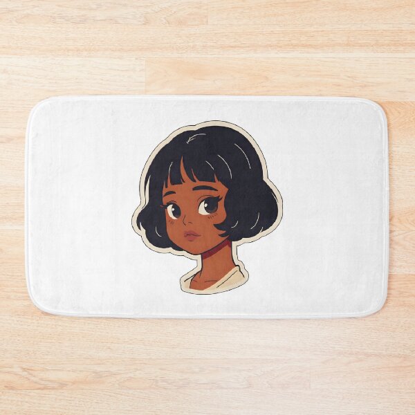 Item preview, Vintage Glow – Classic Black Anime Girl with Bob & Bangs designed and sold by OsasChild.
