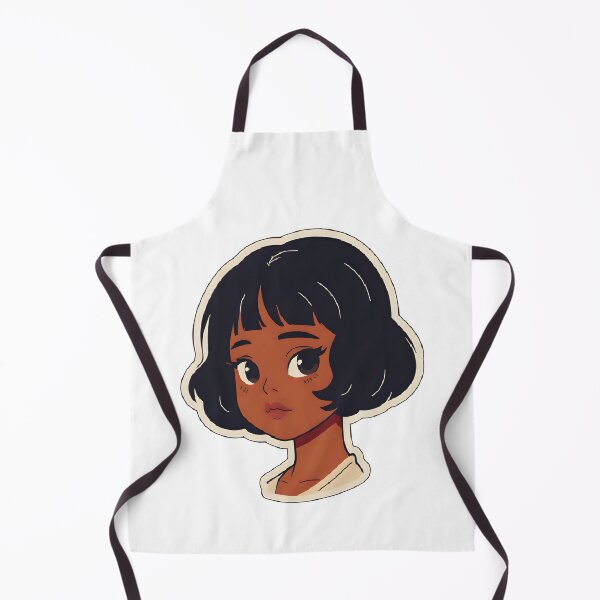 Item preview, Vintage Glow – Classic Black Anime Girl with Bob & Bangs designed and sold by OsasChild.
