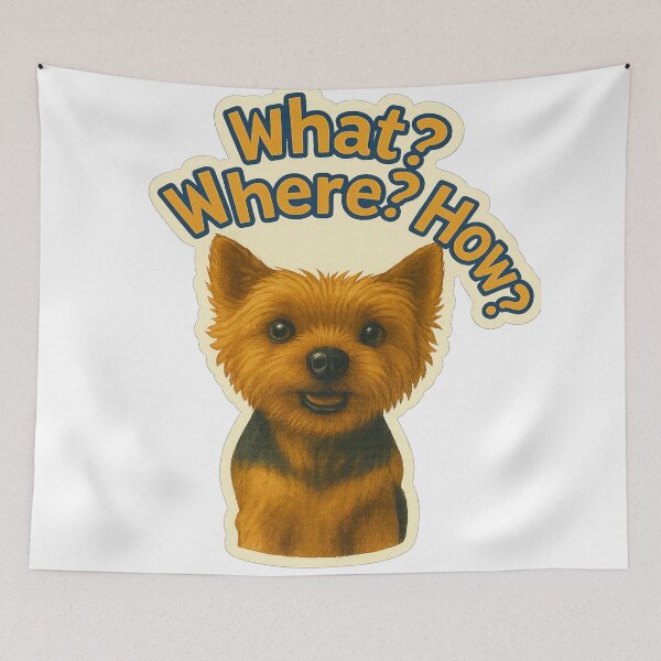Item preview, What? Where? How? – funny dog sticker designed and sold by Boldolka.