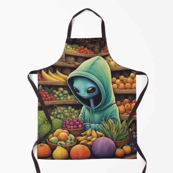 Item preview, Alien as a Market trader wearing a hoodie selling exotic fruit and veg from a market stall designed and sold by Colin Bentham.