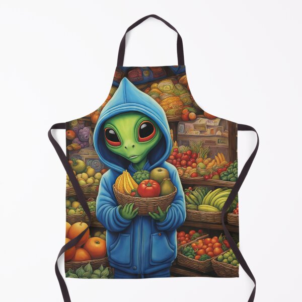 Item preview, Alien as a Market trader wearing a hoodie selling exotic fruit and veg from a market stall designed and sold by Colin Bentham.