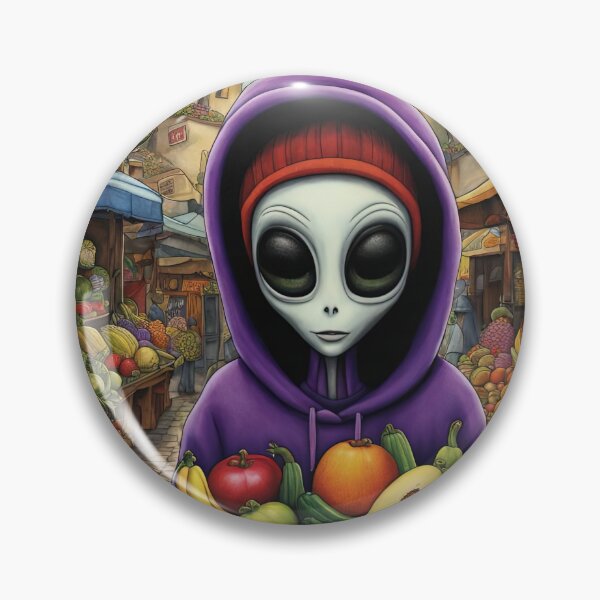 Item preview, Alien as a Market trader wearing a hoodie selling exotic fruit and veg from a market stall designed and sold by Colin Bentham.