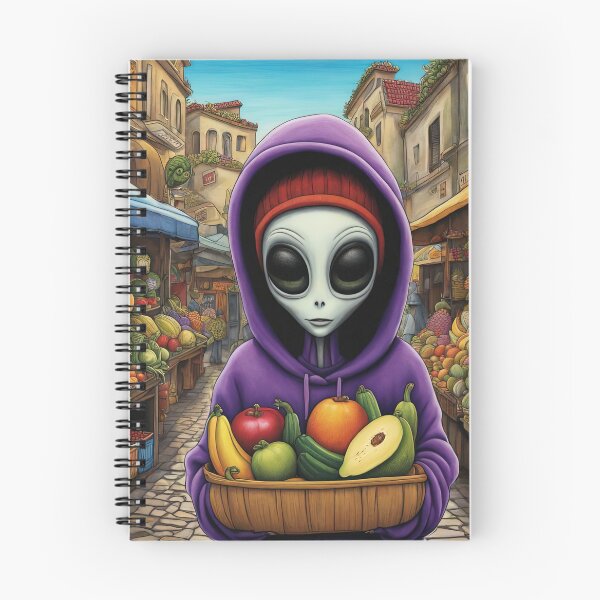 Item preview, Alien as a Market trader wearing a hoodie selling exotic fruit and veg from a market stall designed and sold by Colin Bentham.