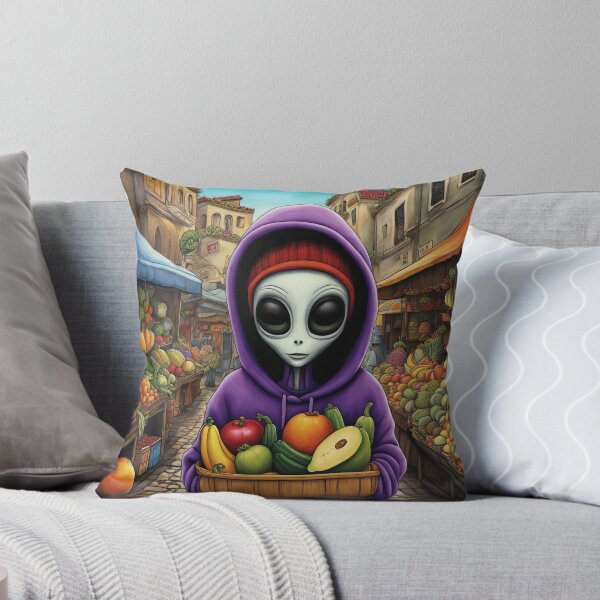 Item preview, Alien as a Market trader wearing a hoodie selling exotic fruit and veg from a market stall designed and sold by Colin Bentham.