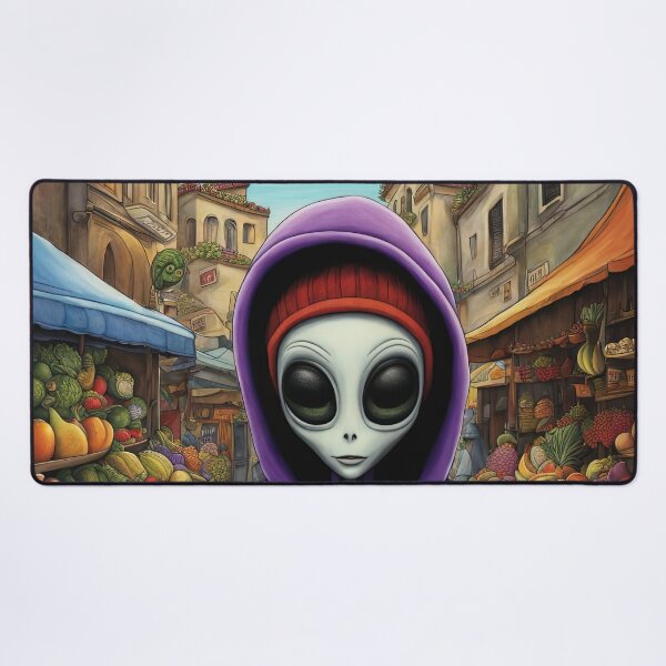 Item preview, Alien as a Market trader wearing a hoodie selling exotic fruit and veg from a market stall designed and sold by Colin Bentham.