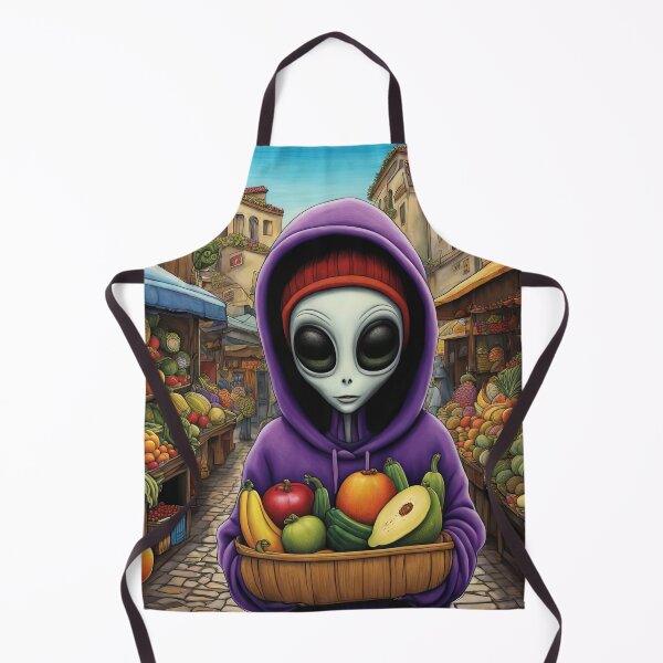 Item preview, Alien as a Market trader wearing a hoodie selling exotic fruit and veg from a market stall designed and sold by Colin Bentham.