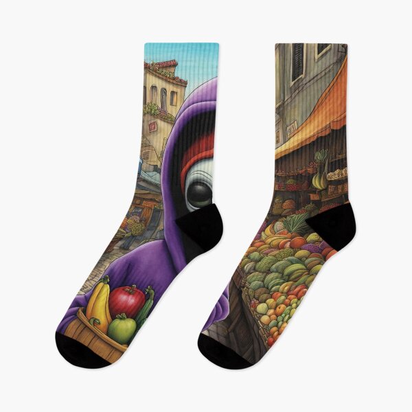 Item preview, Alien as a Market trader wearing a hoodie selling exotic fruit and veg from a market stall designed and sold by Colin Bentham.