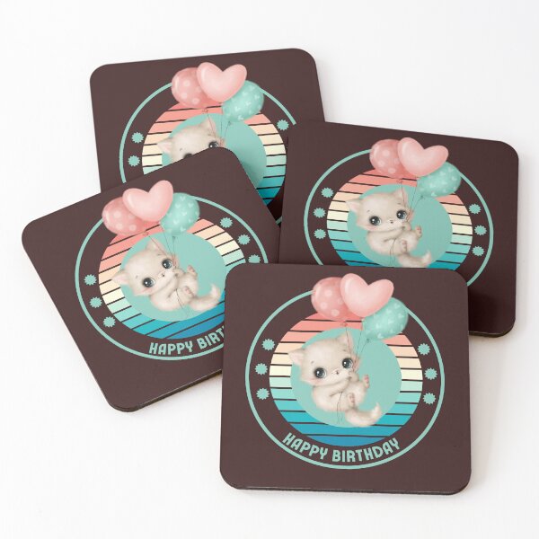 Item preview, Cute Birthday Cat with Balloons – Happy Birthday Gift designed and sold by  Catpuccino.