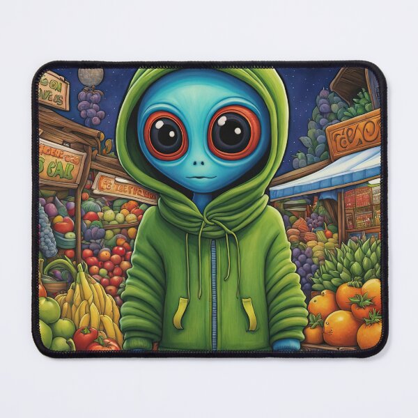 Item preview, Alien as a Market trader wearing a hoodie selling exotic fruit and veg from a market stall designed and sold by Colin Bentham.