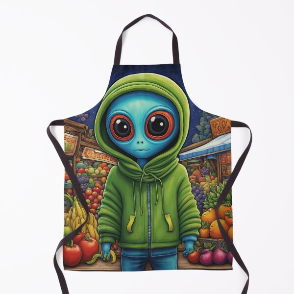 Item preview, Alien as a Market trader wearing a hoodie selling exotic fruit and veg from a market stall designed and sold by Colin Bentham.