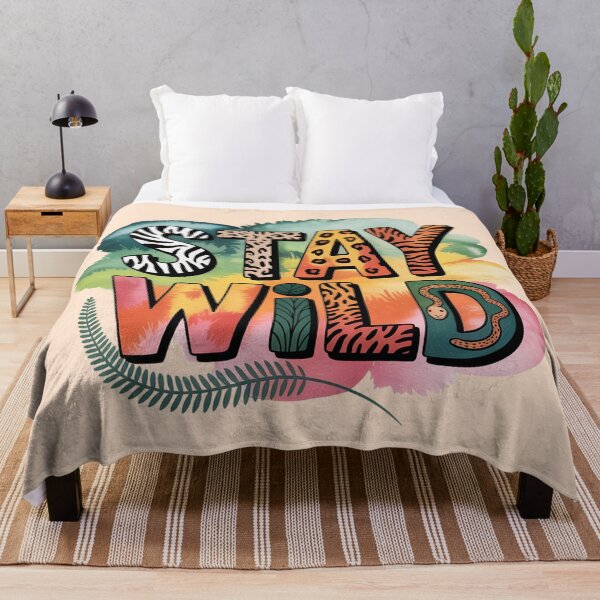 Item preview, Stay Wild Animal Print Typography Jungle Watercolor Art designed and sold by NewAspect.