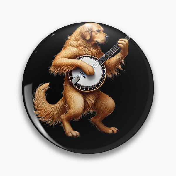 Item preview, Golden Retriever Playing Banjo Player Dog Lover designed and sold by Kimberley King Art  King Art.