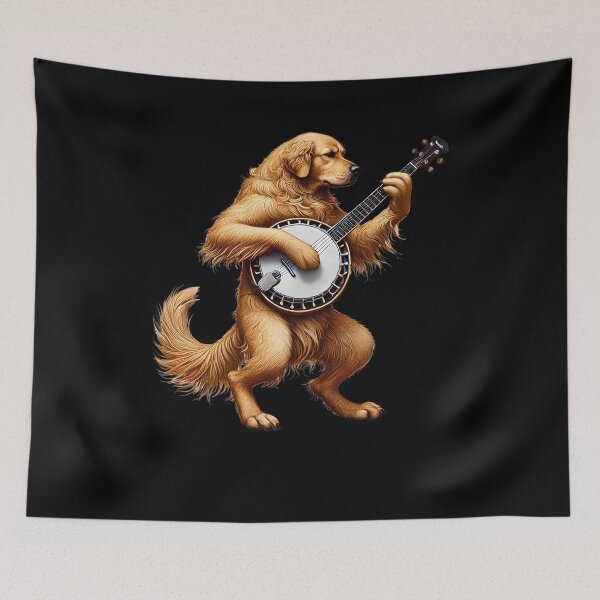 Item preview, Golden Retriever Playing Banjo Player Dog Lover designed and sold by Kimberley King Art  King Art.