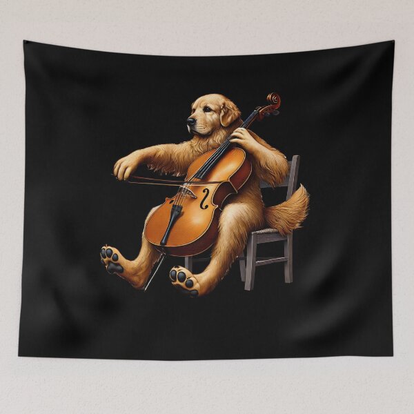 Item preview, Golden Retriever Playing Cello Player Dog Lover designed and sold by Kimberley King Art  King Art.