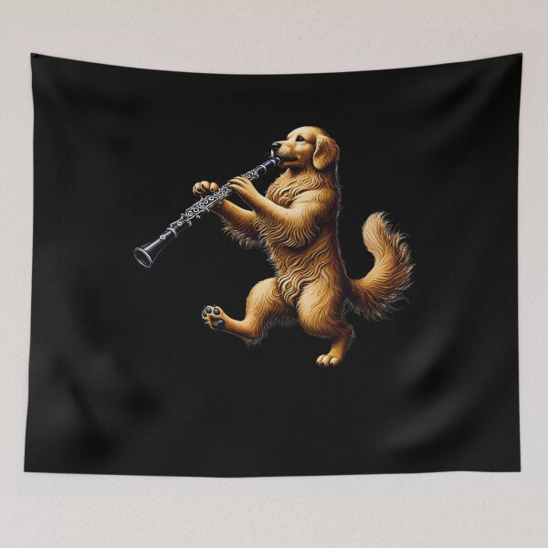 Item preview, Golden Retriever Playing Clarinet Player Dog Lover designed and sold by Kimberley King Art  King Art.