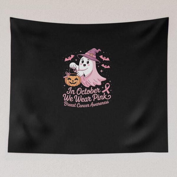 Item preview, In October We Wear Pink Ghost – Breast Cancer Awareness Halloween designed and sold by MissRasheedHam.