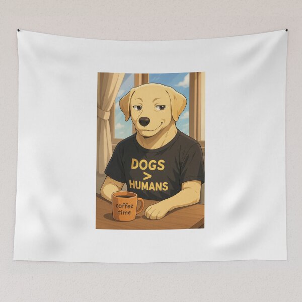 Item preview, Dogs > Humans – Funny Coffee Dog Meme Illustration 1 designed and sold by Apple-Design369.
