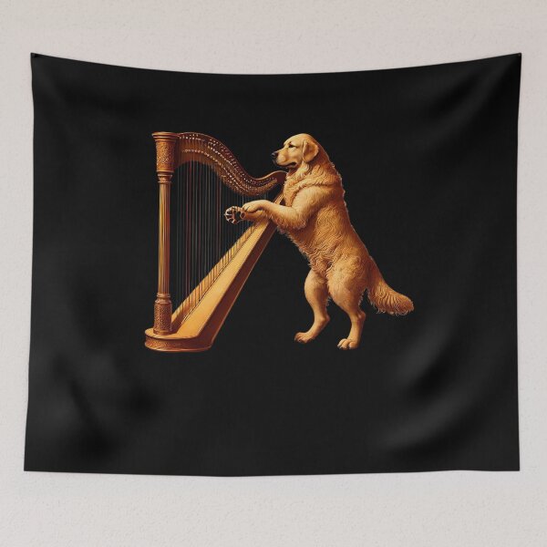 Item preview, Golden Retriever Playing Harp Player Dog Lover designed and sold by Kimberley King Art  King Art.