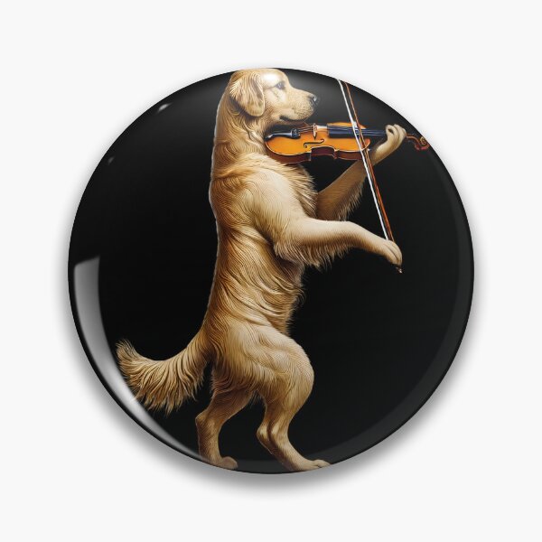 Artikelvorschau, Golden Retriever spielt Geige Spieler Hundeliebhaber entworfen und verkauft von Kimberley King Art King Art.