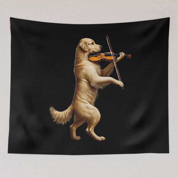 Item preview, Golden Retriever Playing Violin Player Dog Lover designed and sold by Kimberley King Art  King Art.