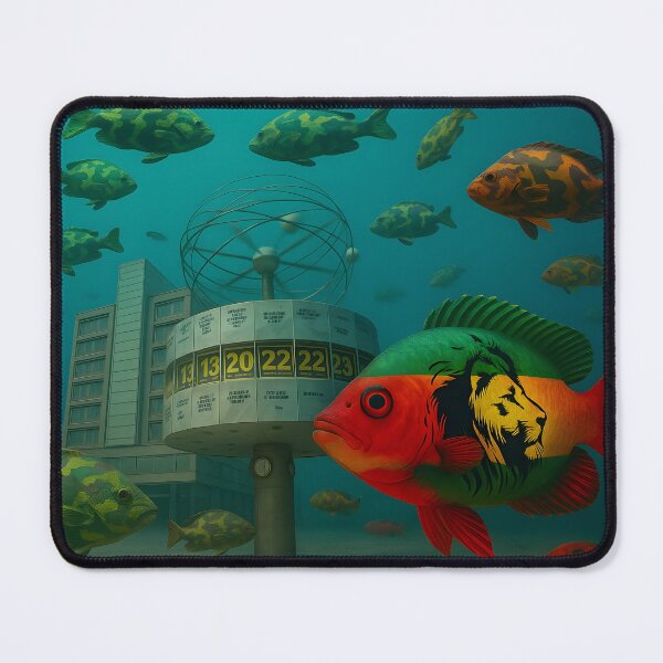 Item preview, Underwater Berlin Dream – Rasta Fish & World Clock designed and sold by DuttyLion.