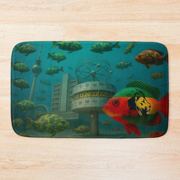 Item preview, Underwater Berlin Dream – Rasta Fish & World Clock designed and sold by DuttyLion.