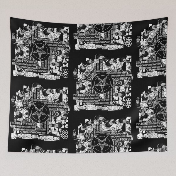 Item preview, Baphomet Cyberpunk Pentagram Breakout black and white designed and sold by JashJhaveri.