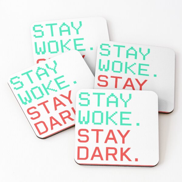 Item preview, Stay Woke Stay Dark T-Shirt – Cyberpunk Neon Glitch Meme Political Satire Tee designed and sold by NovivoPrints.