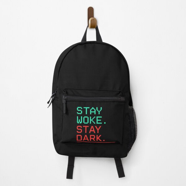 Item preview, Stay Woke Stay Dark T-Shirt – Cyberpunk Neon Glitch Meme Political Satire Tee designed and sold by NovivoPrints.
