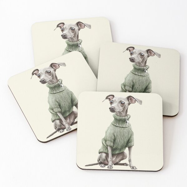 Item preview, Adorable Greyhound wearing green sweater designed and sold by tanabe.
