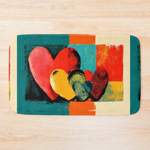 Item preview, Trio of Hearts - A Vibrant Abstract Celebration of Color Energy and Geometric Harmony designed and sold by OlfactoART Studio.