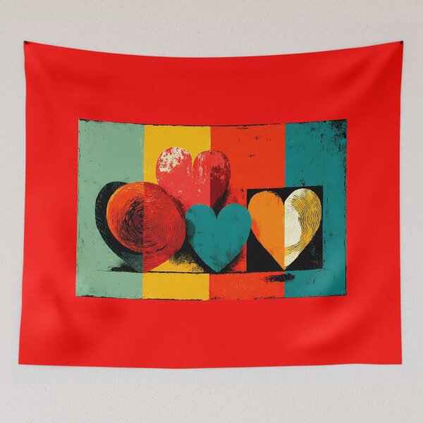 Item preview, Hearts in Color - A Bold Abstract Fusion of Geometry Texture and Vibrant Emotion designed and sold by OlfactoART Studio.